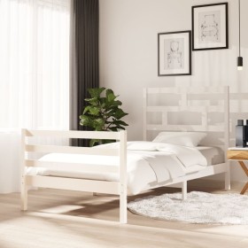 Solid white pine wood bed frame 100x200 cm by vidaXL, Beds and slatted bases - Ref: Foro24-3101274, Price: 133,99 €, Discount: %