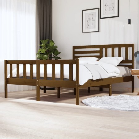 Estructura de cama madera maciza marrón miel 160x200 cm de vidaXL, Camas y somieres - Ref: Foro24-3101166, Precio: 203,07 €, ...