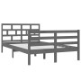 Gray solid wood bed frame 120x190 cm by vidaXL, Beds and slatted bases - Ref: Foro24-3101255, Price: 171,30 €, Discount: %