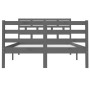 Gray solid wood bed frame 120x190 cm by vidaXL, Beds and slatted bases - Ref: Foro24-3101255, Price: 171,30 €, Discount: %