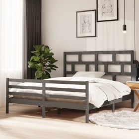 Estructura de cama madera maciza gris 180x200 cm de vidaXL, Camas y somieres - Ref: Foro24-3101300, Precio: 192,99 €, Descuen...