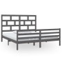 Gray solid wood bed frame 180x200 cm by vidaXL, Beds and slatted bases - Ref: Foro24-3101300, Price: 192,99 €, Discount: %