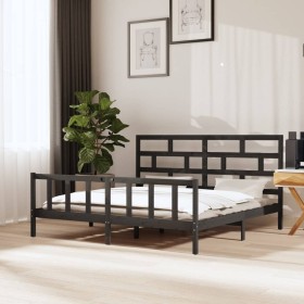 Gray solid wood bed frame Super King 180x200 cm by vidaXL, Beds and slatted bases - Ref: Foro24-3101365, Price: 175,98 €, Dis...