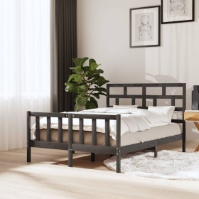 Solid gray pine wood bed frame 120x200 cm by vidaXL, Beds and slatted bases - Ref: Foro24-3101345, Price: 158,99 €, Discount: %