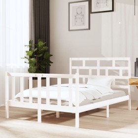 Solid white pine wood bed frame 135x190 cm by vidaXL, Beds and slatted bases - Ref: Foro24-3101324, Price: 161,03 €, Discount: %