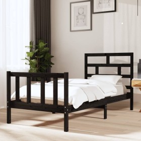 Estructura de cama madera maciza de pino negro 90x200 cm de vidaXL, Camas y somieres - Ref: Foro24-3101337, Precio: 153,60 €,...