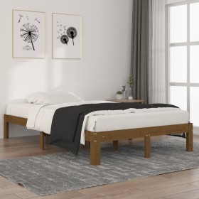 Solid pine wood bed frame honey brown 120x200 cm by vidaXL, Beds and slatted bases - Ref: Foro24-810363, Price: 96,99 €, Disc...