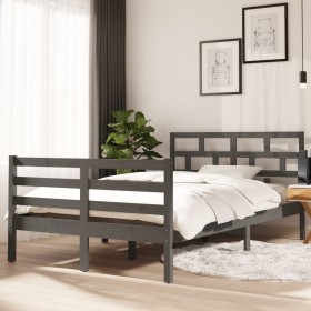 Estructura de cama madera maciza de pino gris 120x200 cm de vidaXL, Camas y somieres - Ref: Foro24-3101280, Precio: 162,99 €,...