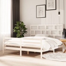 Estructura de cama madera maciza blanco Supe King 180x200 cm de vidaXL, Camas y somieres - Ref: Foro24-3101299, Precio: 162,5...