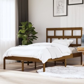 Honey brown solid pine wood bed frame 140x200 cm by vidaXL, Beds and slatted bases - Ref: Foro24-3101221, Price: 149,99 €, Di...