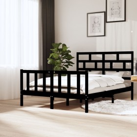 Solid black pine wood bed frame 150x200 cm by vidaXL, Beds and slatted bases - Ref: Foro24-3101357, Price: 191,99 €, Discount: %