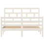 Estructura de cama de madera maciza de pino blanco 140x200 cm de vidaXL, Camas y somieres - Ref: Foro24-3101284, Precio: 140,...