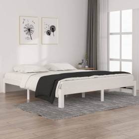 Estructura de cama madera maciza blanco Supe King 180x200 cm de vidaXL, Camas y somieres - Ref: Foro24-810381, Precio: 114,99...