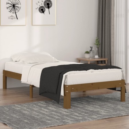 Estructura de cama madera individual marrón miel 90x190 cm de vidaXL, Camas y somieres - Ref: Foro24-810333, Precio: 89,99 €,...