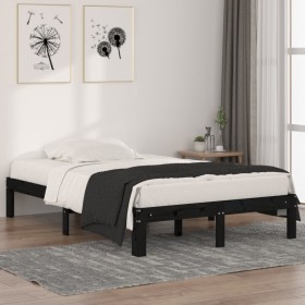 Estructura de cama madera maciza pequeña doble negro 120x190 cm de vidaXL, Camas y somieres - Ref: Foro24-810339, Precio: 116...