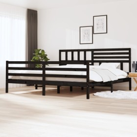 Estructura de cama de madera maciza negro 200x200 cm de vidaXL, Camas y somieres - Ref: Foro24-3101112, Precio: 189,99 €, Des...