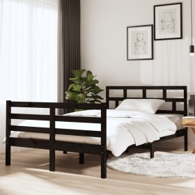 Black solid wood bed frame 120x190 cm by vidaXL, Beds and slatted bases - Ref: Foro24-3101257, Price: 148,99 €, Discount: %