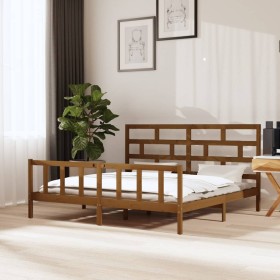 Estructura de cama madera maciza de pino marrón miel 180x200 cm de vidaXL, Camas y somieres - Ref: Foro24-3101366, Precio: 17...