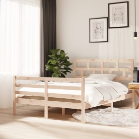 Solid pine wood bed frame 140x200 cm by vidaXL, Beds and slatted bases - Ref: Foro24-3101283, Price: 126,99 €, Discount: %