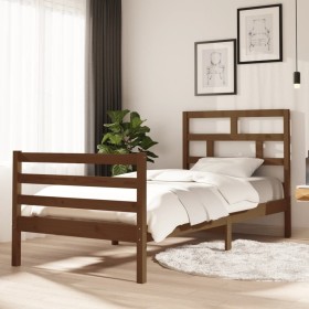 Estructura de cama madera maciza pino marrón miel 90x200 cm de vidaXL, Camas y somieres - Ref: Foro24-3101271, Precio: 119,50...