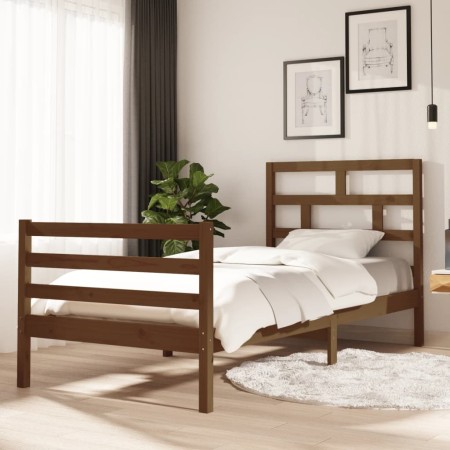 Estructura de cama madera maciza pino marrón miel 90x200 cm de vidaXL, Camas y somieres - Ref: Foro24-3101271, Precio: 123,50...