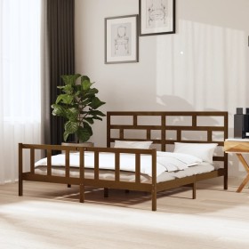 Estructura de cama madera maciza de pino marrón miel 200x200 cm de vidaXL, Camas y somieres - Ref: Foro24-3101371, Precio: 17...