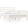 Estructura de cama doble de madera maciza blanco 135x190 cm de vidaXL, Camas y somieres - Ref: Foro24-3101259, Precio: 142,99...