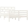 Estructura de cama doble de madera maciza blanco 135x190 cm de vidaXL, Camas y somieres - Ref: Foro24-3101259, Precio: 142,99...