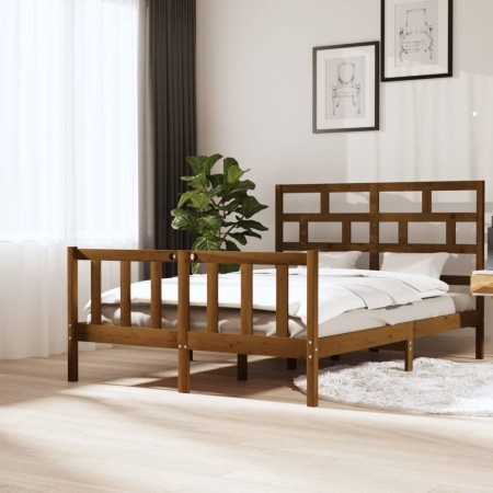 Estructura de cama madera maciza pino marrón miel 160x200 cm de vidaXL, Camas y somieres - Ref: Foro24-3101361, Precio: 175,6...