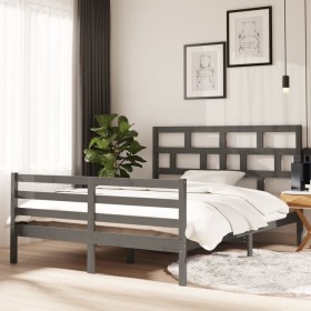 Estructura de cama madera maciza gris 5FT 150x200cm de vidaXL, Camas y somieres - Ref: Foro24-3101290, Precio: 164,99 €, Desc...