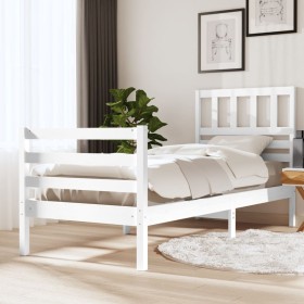 White solid wood bed frame 90x200 cm by vidaXL, Beds and slatted bases - Ref: Foro24-3101074, Price: 99,99 €, Discount: %