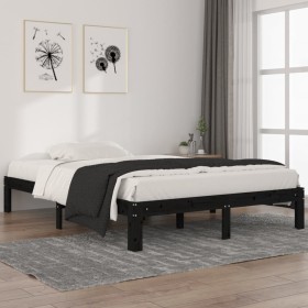 Solid black pine wood bed frame 140x200 cm by vidaXL, Beds and slatted bases - Ref: Foro24-810369, Price: 121,99 €, Discount: %