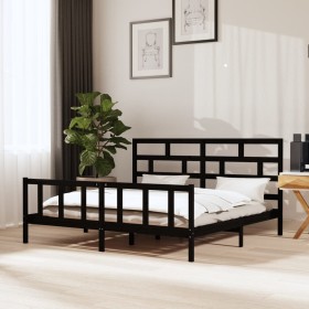 Estructura de cama de madera maciza de pino negro 200x200 cm de vidaXL, Camas y somieres - Ref: Foro24-3101372, Precio: 212,8...