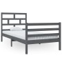 Solid gray pine wood bed frame 90x200 cm by vidaXL, Beds and slatted bases - Ref: Foro24-3101270, Price: 106,89 €, Discount: %