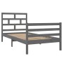 Solid gray pine wood bed frame 90x200 cm by vidaXL, Beds and slatted bases - Ref: Foro24-3101270, Price: 106,89 €, Discount: %