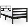 Black single solid wood bed frame 75x190 cm by vidaXL, Beds and slatted bases - Ref: Foro24-3101247, Price: 105,99 €, Discoun...