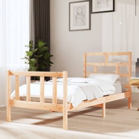 Estructura de cama madera maciza de pino 90x190 cm de vidaXL, Camas y somieres - Ref: Foro24-3101313, Precio: 95,77 €, Descue...