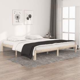 Solid pine wood bed frame 200x200 cm by vidaXL, Beds and slatted bases - Ref: Foro24-810385, Price: 100,22 €, Discount: %