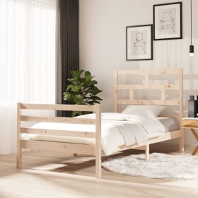 Solid pine wood bed frame 100x200 cm by vidaXL, Beds and slatted bases - Ref: Foro24-3101273, Price: 97,99 €, Discount: %