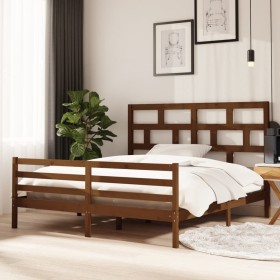 Honey brown solid wood bed frame 180x200 cm by vidaXL, Beds and slatted bases - Ref: Foro24-3101301, Price: 185,93 €, Discoun...