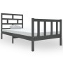 Solid gray pine wood bed frame 90x190 cm by vidaXL, Beds and slatted bases - Ref: Foro24-3101315, Price: 104,08 €, Discount: %