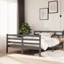 Solid gray pine wood bed frame 140x190 cm by vidaXL, Beds and slatted bases - Ref: Foro24-3101265, Price: 171,24 €, Discount: %