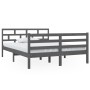 Solid gray pine wood bed frame 140x190 cm by vidaXL, Beds and slatted bases - Ref: Foro24-3101265, Price: 171,24 €, Discount: %