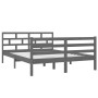 Solid gray pine wood bed frame 140x190 cm by vidaXL, Beds and slatted bases - Ref: Foro24-3101265, Price: 171,24 €, Discount: %