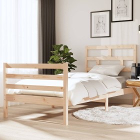 Estructura de cama individual de madera maciza 90x190 cm de vidaXL, Camas y somieres - Ref: Foro24-3101248, Precio: 90,99 €, ...