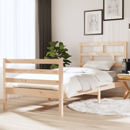 Estructura de cama individual de madera maciza 90x190 cm de vidaXL, Camas y somieres - Ref: Foro24-3101248, Precio: 90,99 €, ...