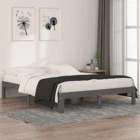 Estructura de cama madera maciza de pino king size 150x200 cm de vidaXL, Camas y somieres - Ref: Foro24-810372, Precio: 108,9...