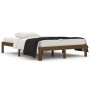 Estructura de cama doble madera maciza marrón miel 135x190 cm de vidaXL, Camas y somieres - Ref: Foro24-810343, Precio: 109,4...