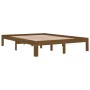 Estructura de cama doble madera maciza marrón miel 135x190 cm de vidaXL, Camas y somieres - Ref: Foro24-810343, Precio: 109,4...