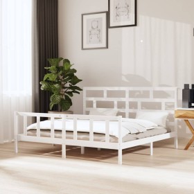 Solid white pine wood bed frame 200x200 cm by vidaXL, Beds and slatted bases - Ref: Foro24-3101369, Price: 163,54 €, Discount: %